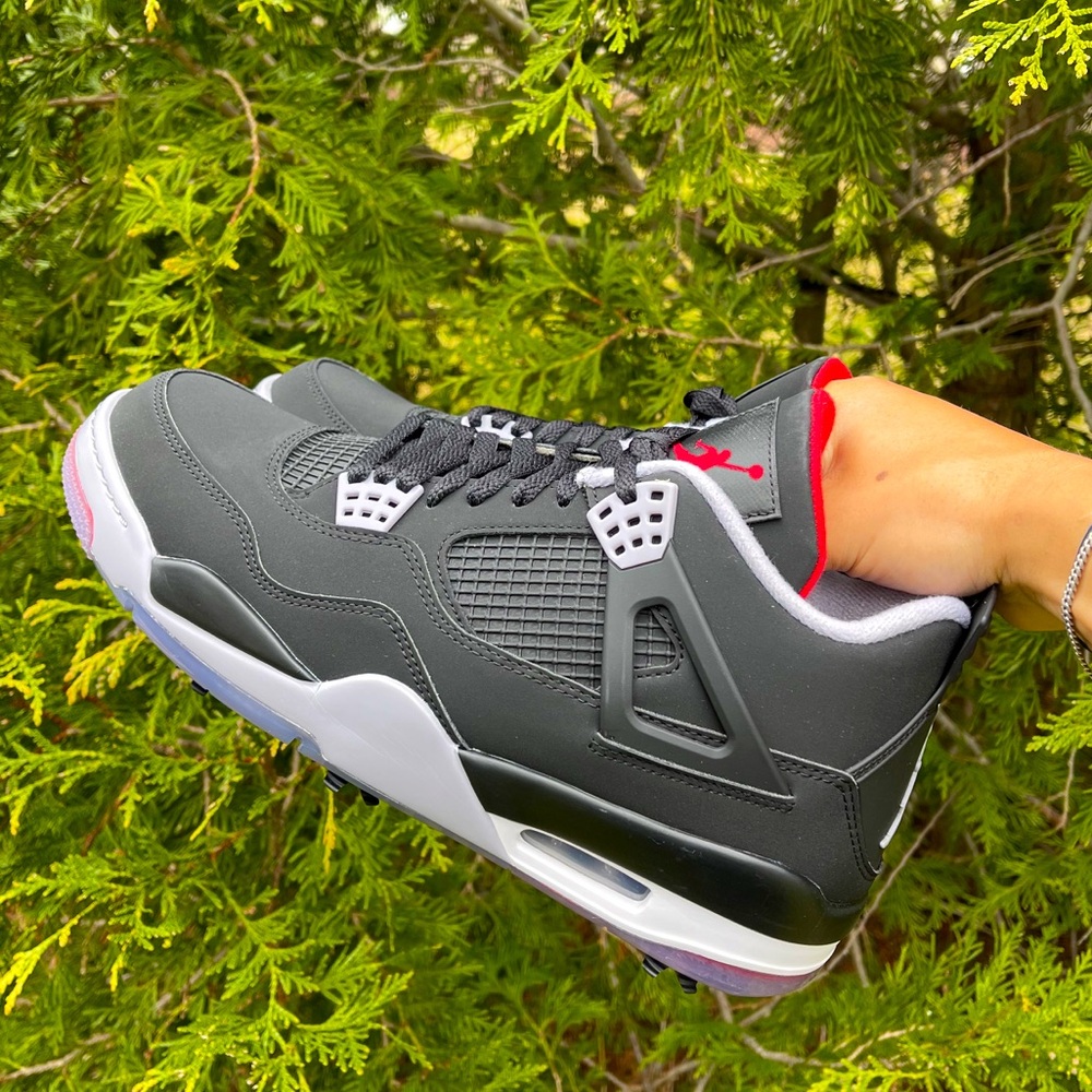 AIR JORDAN 4 ‘BRED’ GOLF SHOE. BRAND NEW, UNWORN. SZ 11 M. RETRO JORDAN …